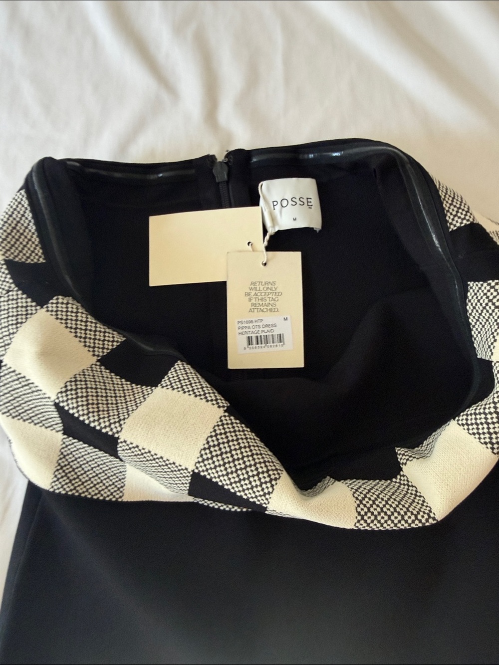 Posse Black Dress with Cream Checker Trim